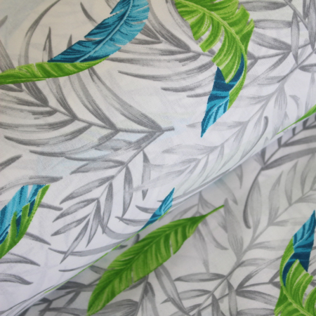 Ranforce alb cu frunze gri și pene turcoaz [0]