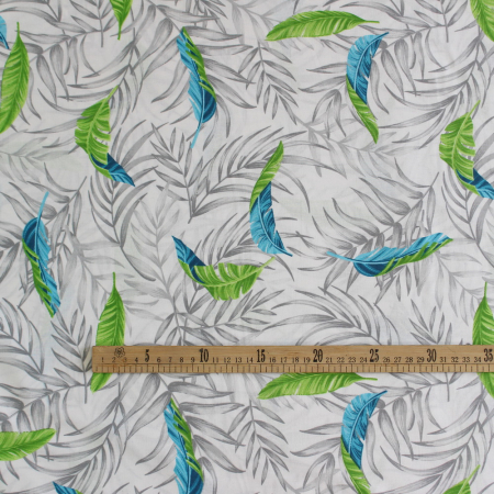 Ranforce alb cu frunze gri și pene turcoaz [2]