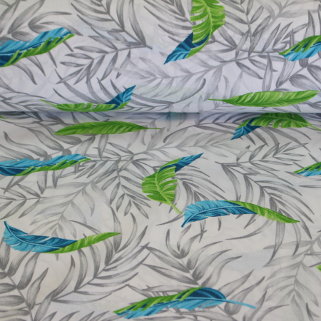 Ranforce alb cu frunze gri și pene turcoaz [1]