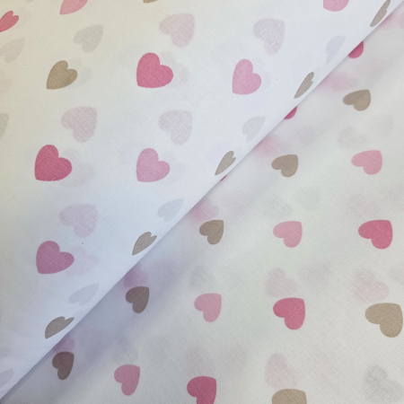 Ranforce alb cu inimioare roz si crem [0]