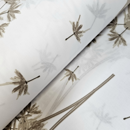 Materiale textile - Ranforce alb cu papadii bej
