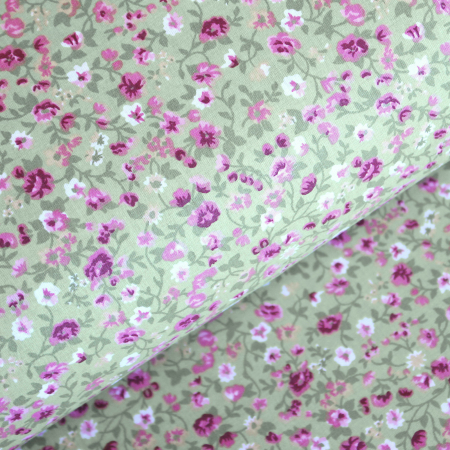 Ranforce verde cu floricele roz [0]