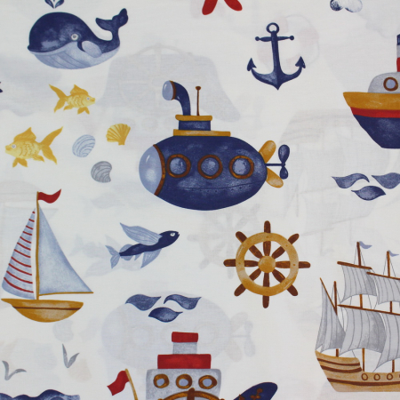 Ranforce alb cu vaporașe albastre [2]