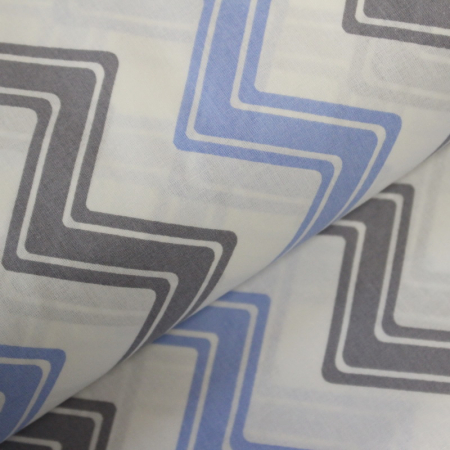 Materiale textile - Ranforce alb cu zig zag bleu