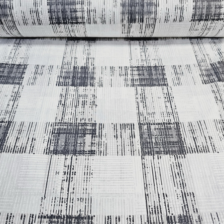 Materiale textile - Ranforce Antique gri cu patrate