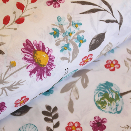 Ranforce alb cu floricele și fluturași gri [0]