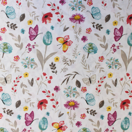 Ranforce alb cu floricele și fluturași gri [2]