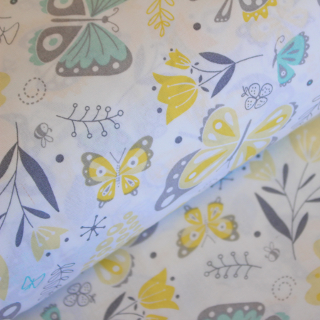 Ranforce alb cu fluturași galbeni si turcoaz [0]