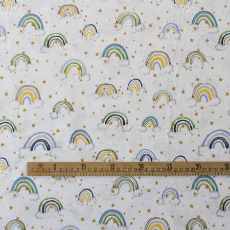 Ranforce alb cu curcubeuri mici galbene/verzi/albastre [2]