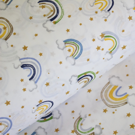 Ranforce alb cu curcubeuri mici galbene/verzi/albastre [0]