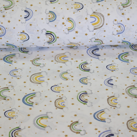 Ranforce alb cu curcubeuri mici galbene/verzi/albastre [1]