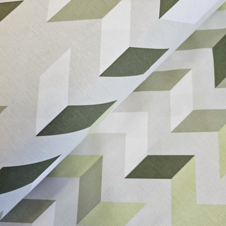 Materiale textile - Ranforce cu zig zag-uri verzi