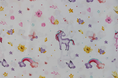 Ranforce alb cu fluturasi, unicorni si curcubeu [1]