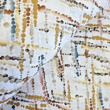 Materiale textile - Ranforce alb cu dungi punctate
