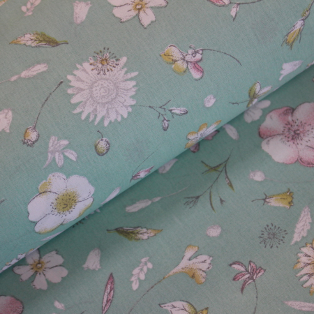 Ranforce turcoaz pal cu flori albe [0]