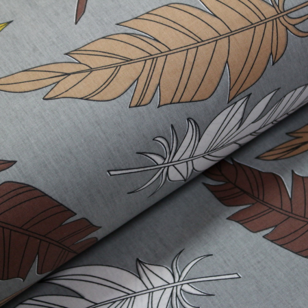 Materiale textile - Ranforce gri cu pană aurie