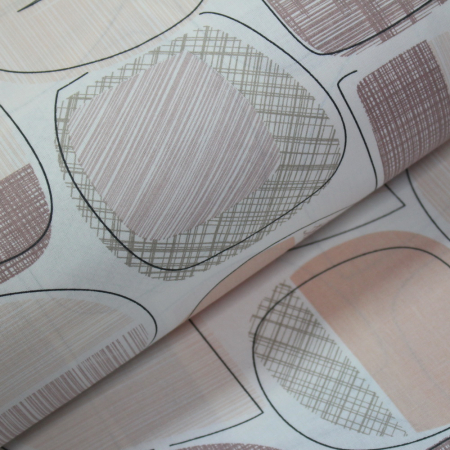 Materiale textile - Ranforce Geometric crem/maron