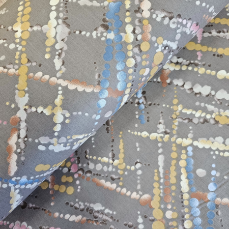 Materiale textile - Ranforce maron cu dungi punctate