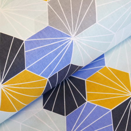 Ranforce gri cu hexagoane albastre și galbene [0]