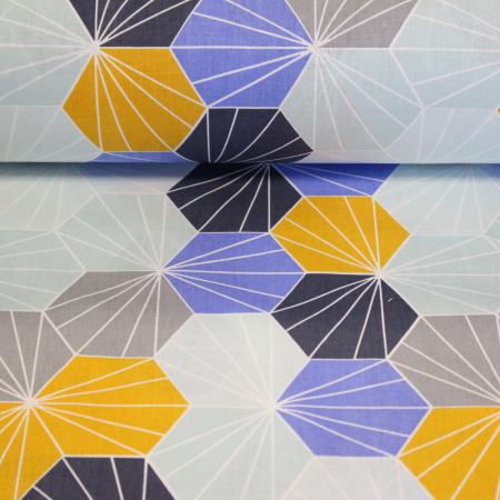 Ranforce gri cu hexagoane albastre și galbene [1]