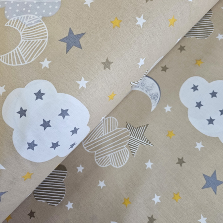 Materiale textile - Ranforce crem cu norisori