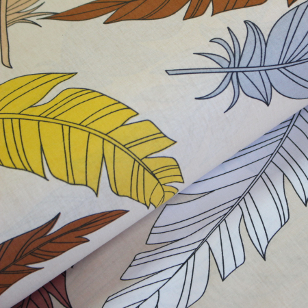 Materiale textile - Ranforce crem cu pană aurie