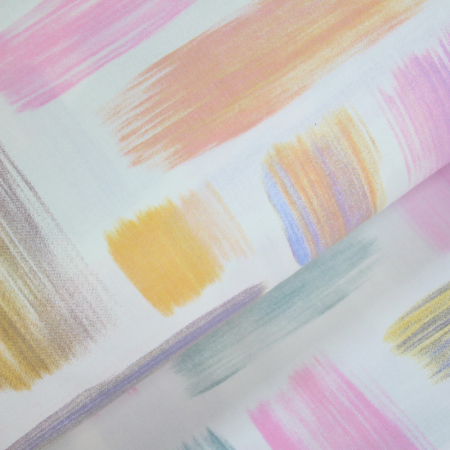 Materiale textile - Ranforce alb cu dungi roz