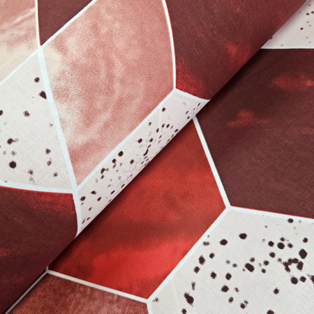 Materiale textile - Ranforce Hexagon rosu 2.4m