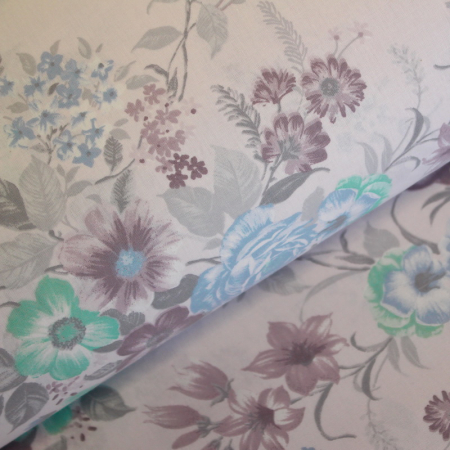 Ranforce alb cu flori bleu și turcoaz 2.4m [0]