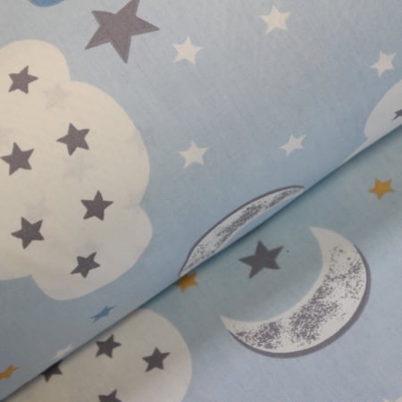 Materiale textile - Ranforce bleu cu norisori