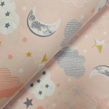 Materiale textile - Ranforce somon cu norisori