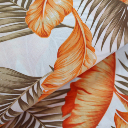 Ranforce alb cu frunze portocalii/maron [0]