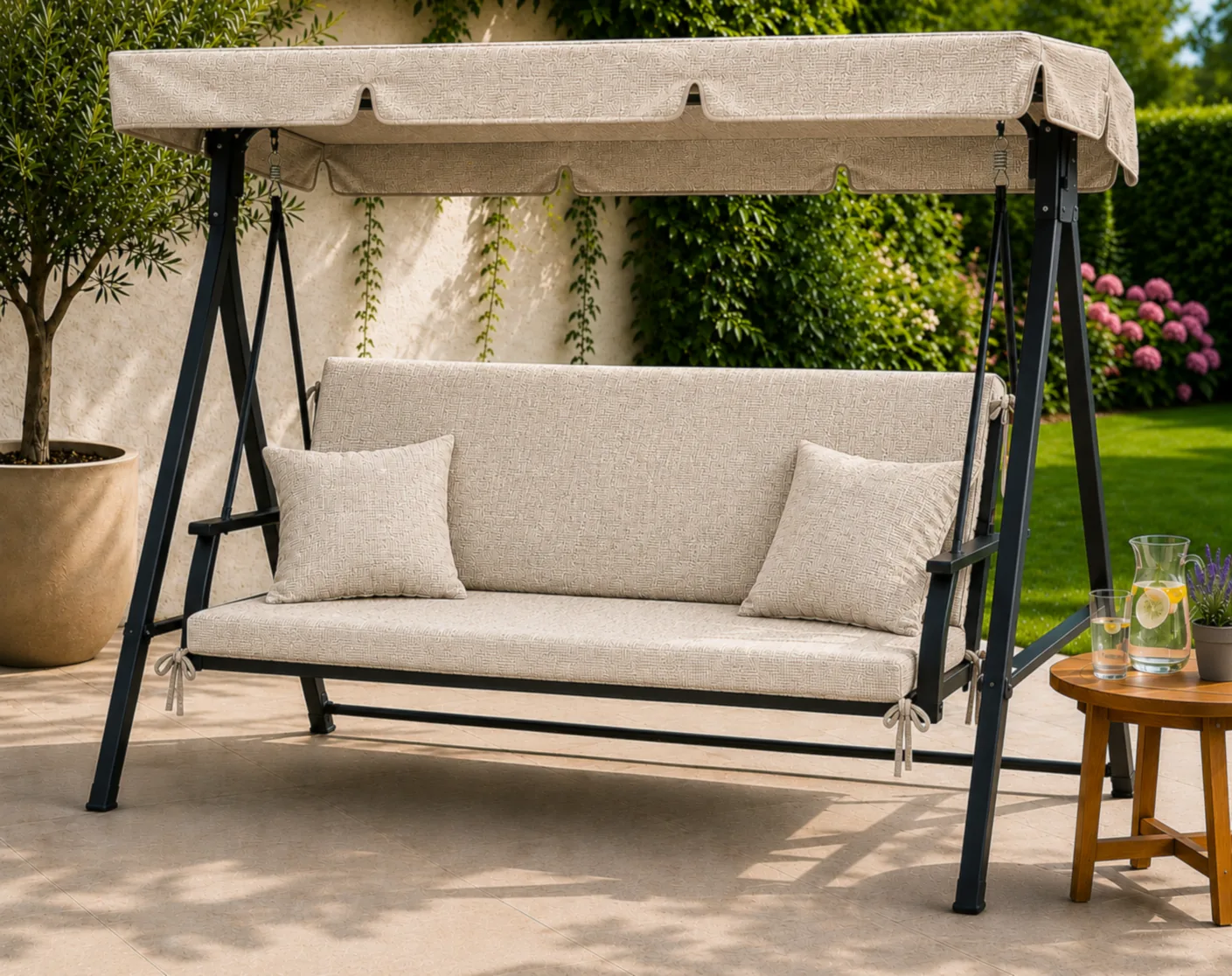 Terasă și grădină - Saltea balansoar doua segmente (8) - Echipare:: Cu doua perne