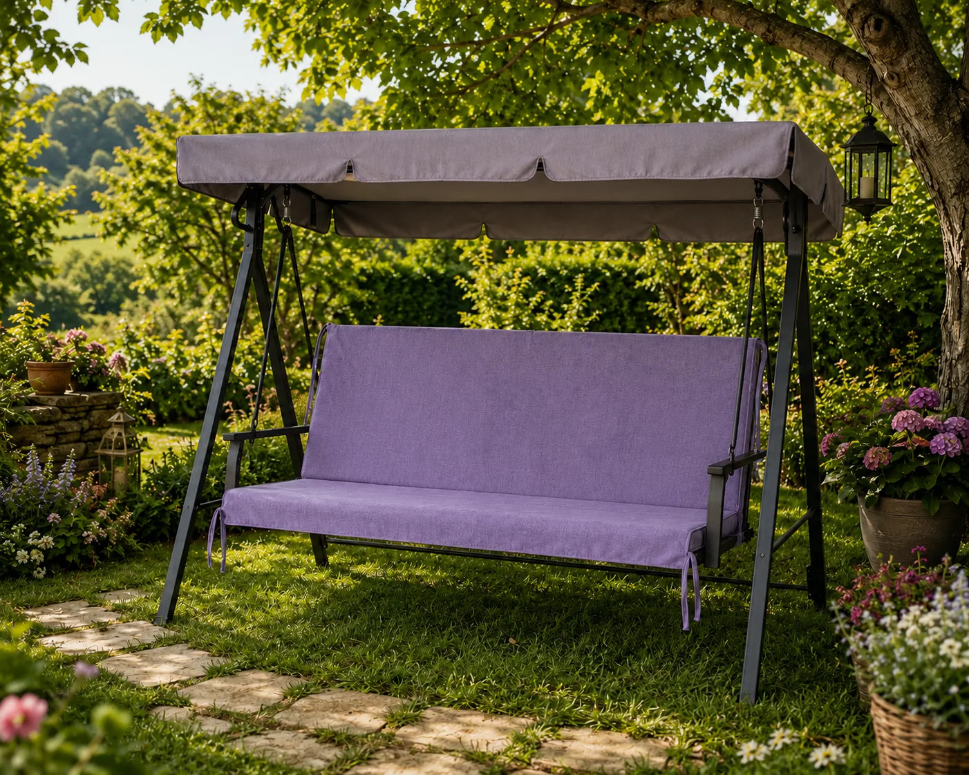 Saltea balansoar premium doua segmente (mov) - Echipare:: Cu doua perne [1]