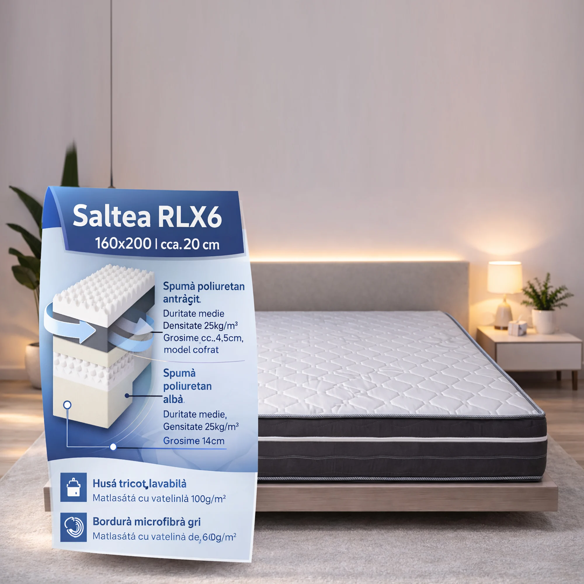 Saltea Egg Comfort 20cm (RLX5) - Marime: 90cm x 200cm [2]