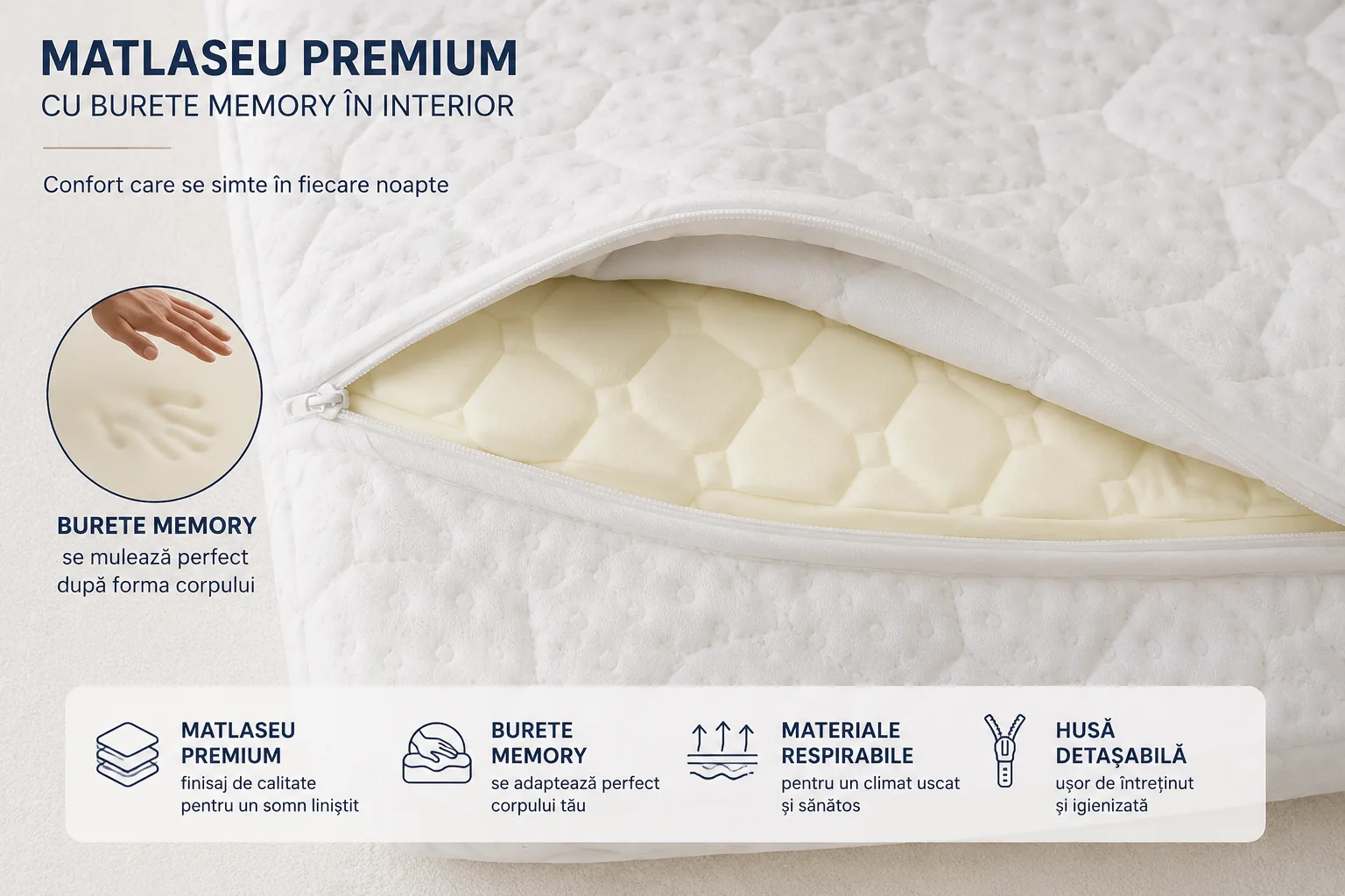 Saltea LUXURY 7 ZONE MEMORY - 30cm (RLX 19) - Marime: 180cm x 200cm [2]