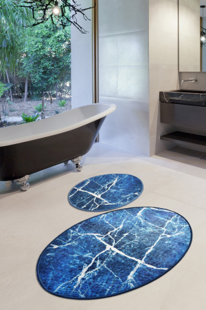Covorase baie - Set 2 covorase de baie, Chilai Home, Denim