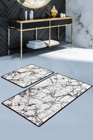 Baie - Set 2 covorase de baie, Chilai Home, Marble - White
