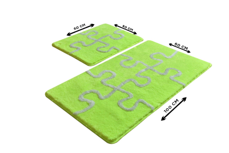Set 2 covorase de baie, Chilai Home, Puzzle - Neon Green [2]