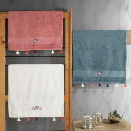 Prosoape de baie - Set 3 prosoape cu broderie, 50x90cm, Cotton Box, Havlu Asorti-3
