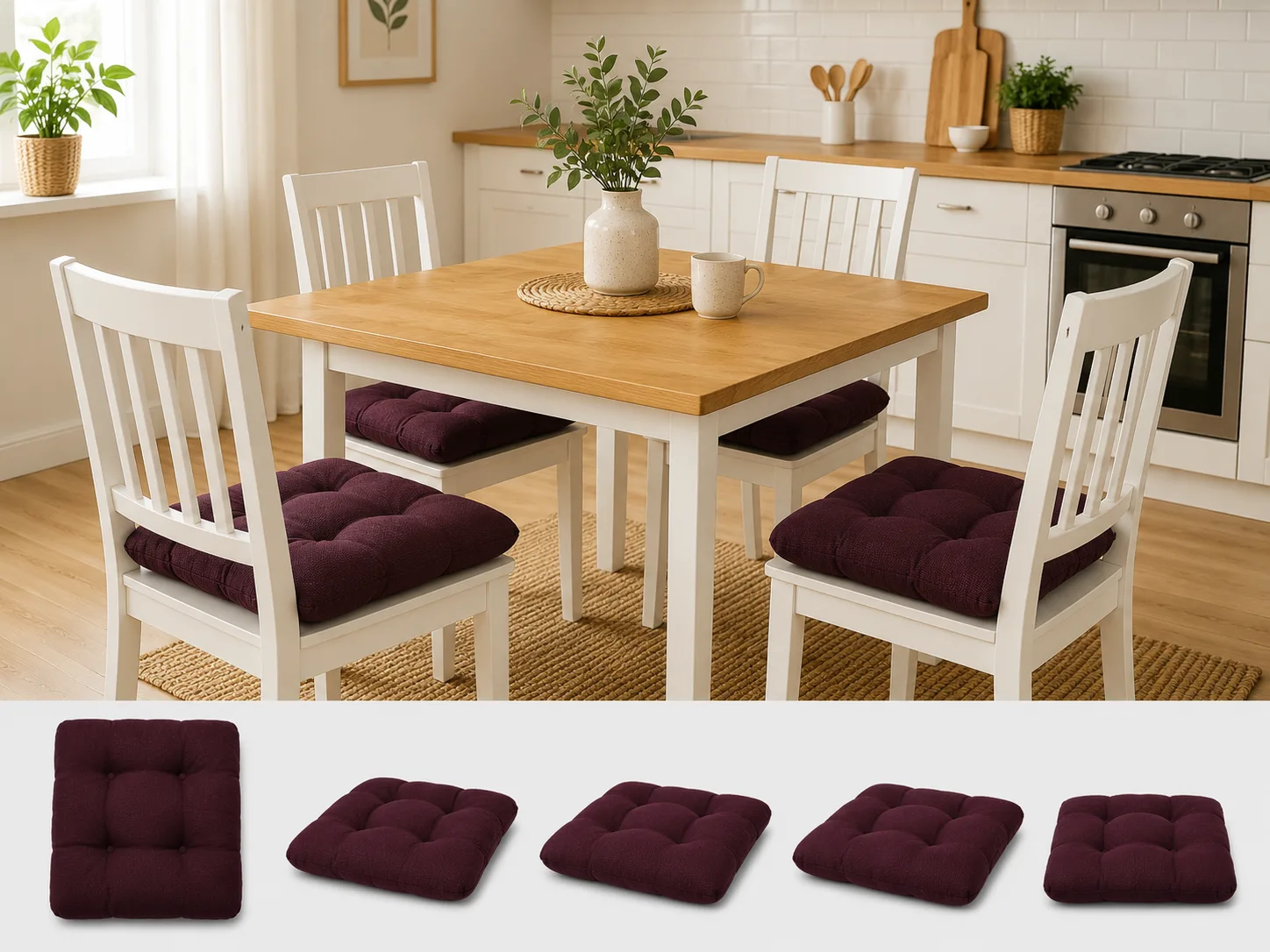 Set 4 pernute scaun interior / exterior - burgundi [1]