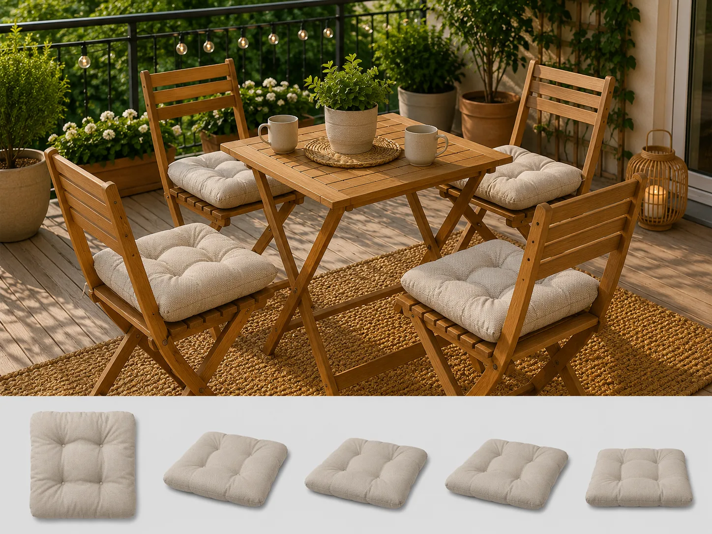 Pernuțe scaun - Set 4 pernute scaun interior / exterior - cappucino
