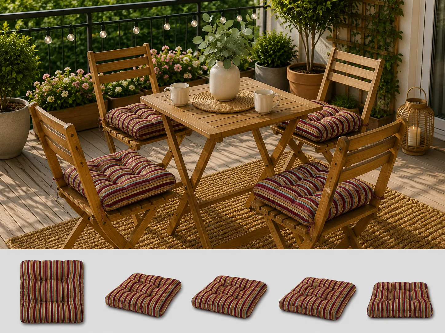Pernuțe scaun - Set 4 pernute scaun interior / exterior - dungi