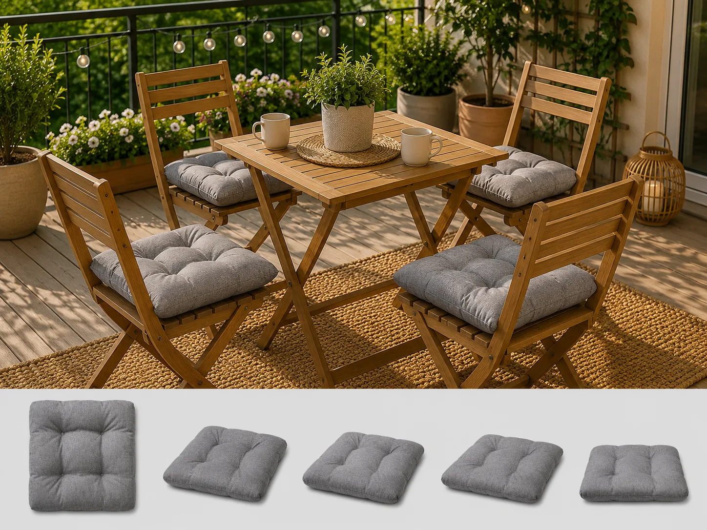 Pernuțe scaun - Set 4 pernute scaun interior / exterior - gri