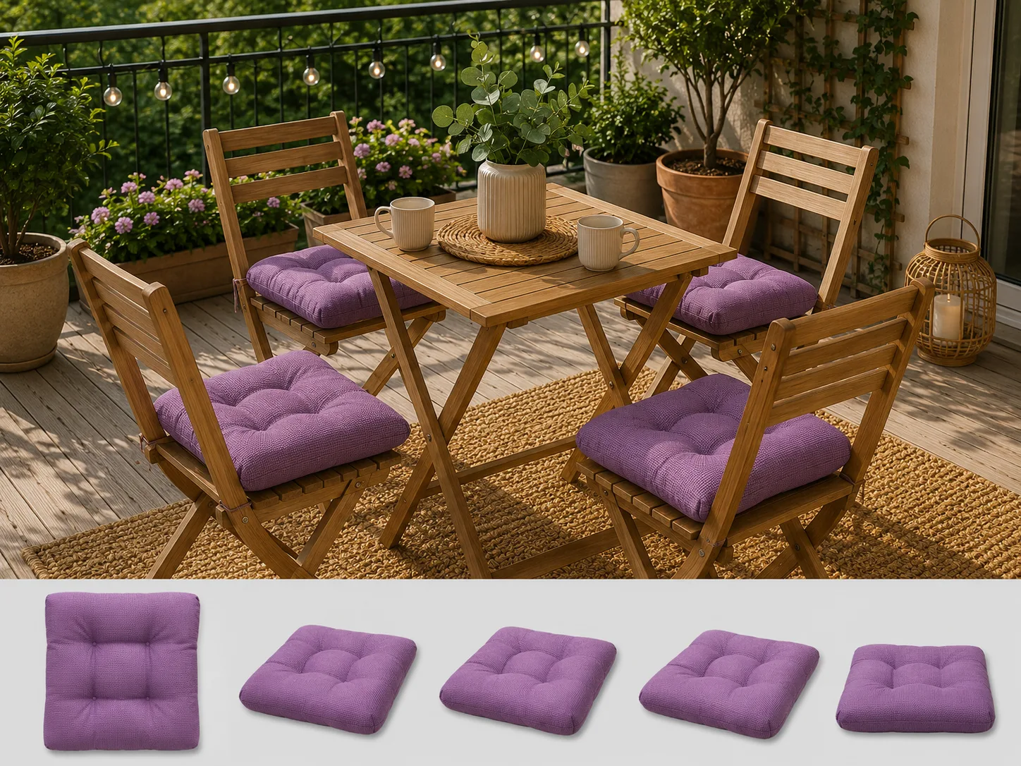 Pernuțe scaun - Set 4 pernute scaun interior / exterior - lila