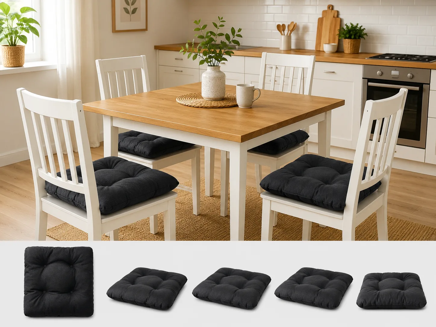 Set 4 pernute scaun interior / exterior - negru [1]
