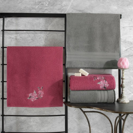 Prosoape de baie - Set 4 prosoape, 50x90cm, Cotton Box, Colorful - Grey, Pink