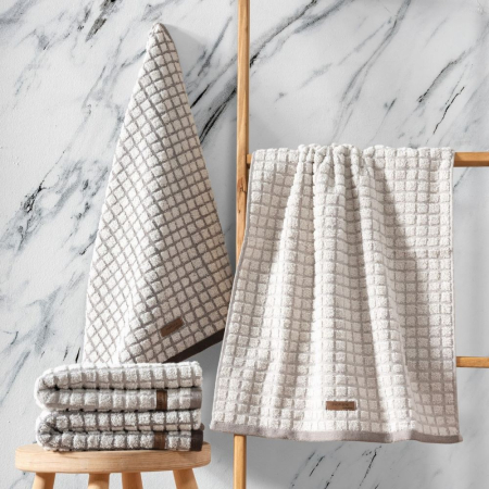 Prosoape de baie - Set 4 prosoape, 50x90cm, Cotton Box, Nature - maron si beige