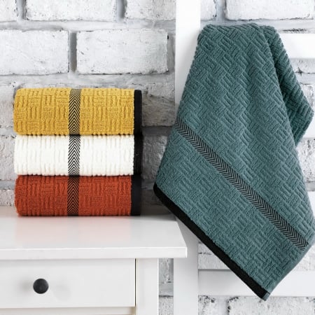 Prosoape de baie - Set 4 prosoape, 50x90cm, Cotton Box, Road Jacquard V1