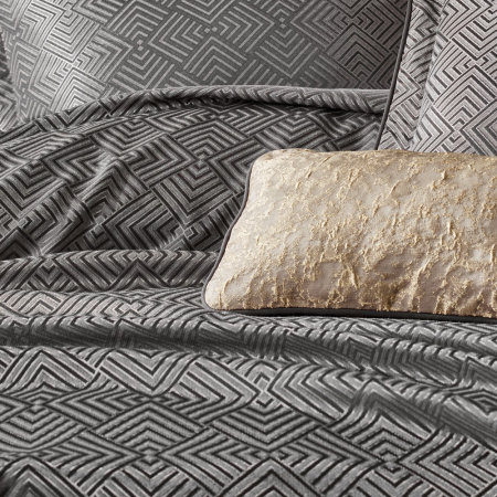 Set cuvertură lux jacquard, Cotton Box, Esta - Anthracite [1]